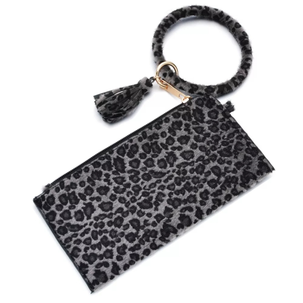 Leopard Mini Clutch with Bangle - Charcoal